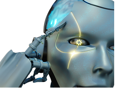 Robot face with glowing eye